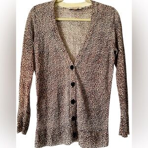 Loft Animal Print V Neck Cardigan